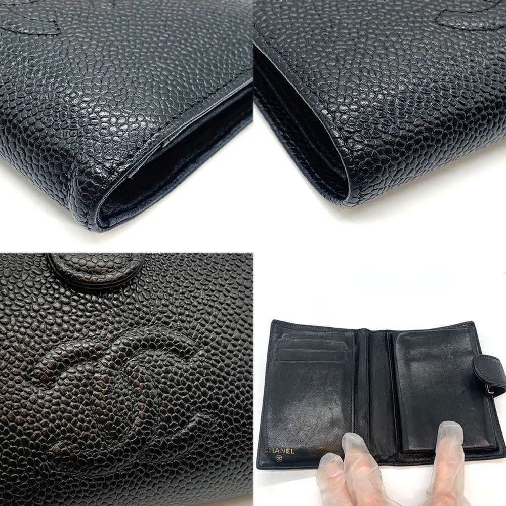 CHANEL Authentic Black Caviar Leather Logo Wallet - Picture 5 of 7